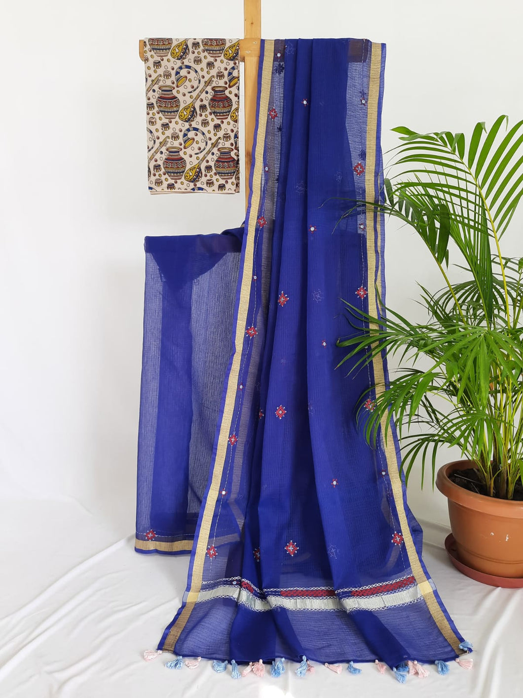 Kota Cotton Hand Embroidered Sari