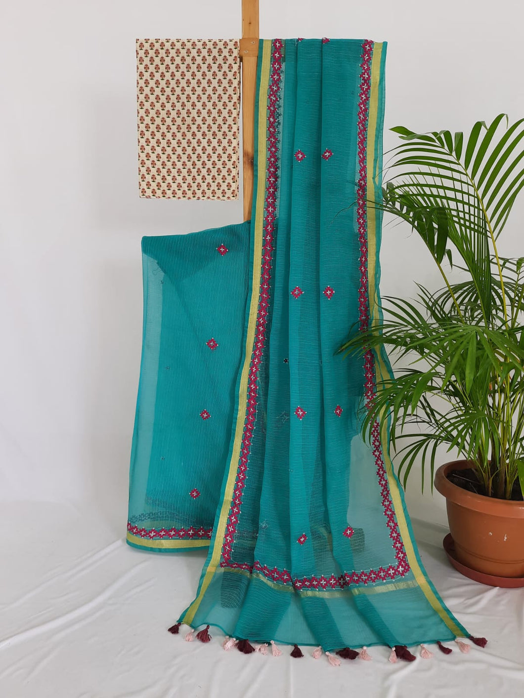 Kota Cotton Hand Embroidered Sari