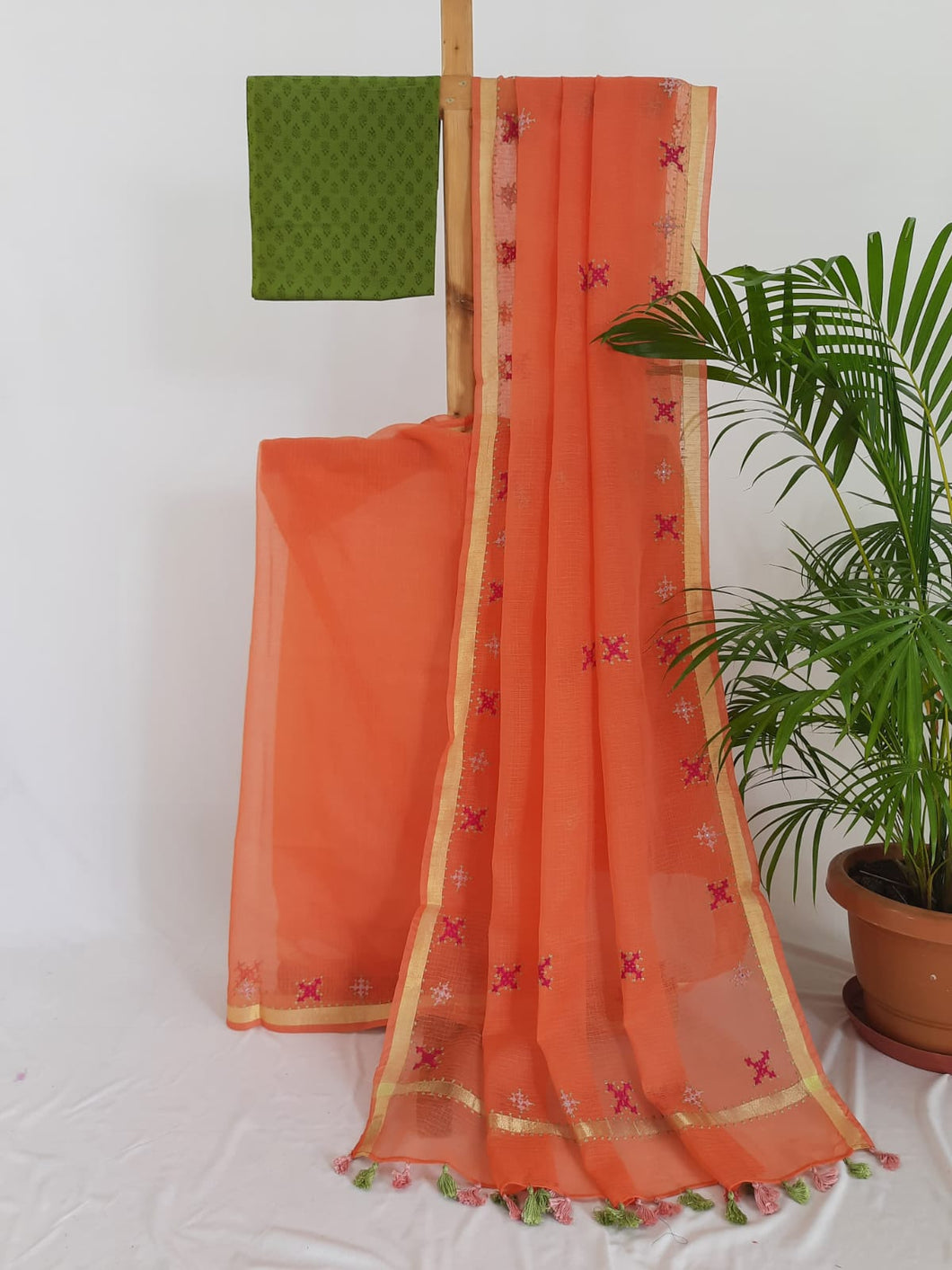 Kota Cotton Hand Embroidered Sari