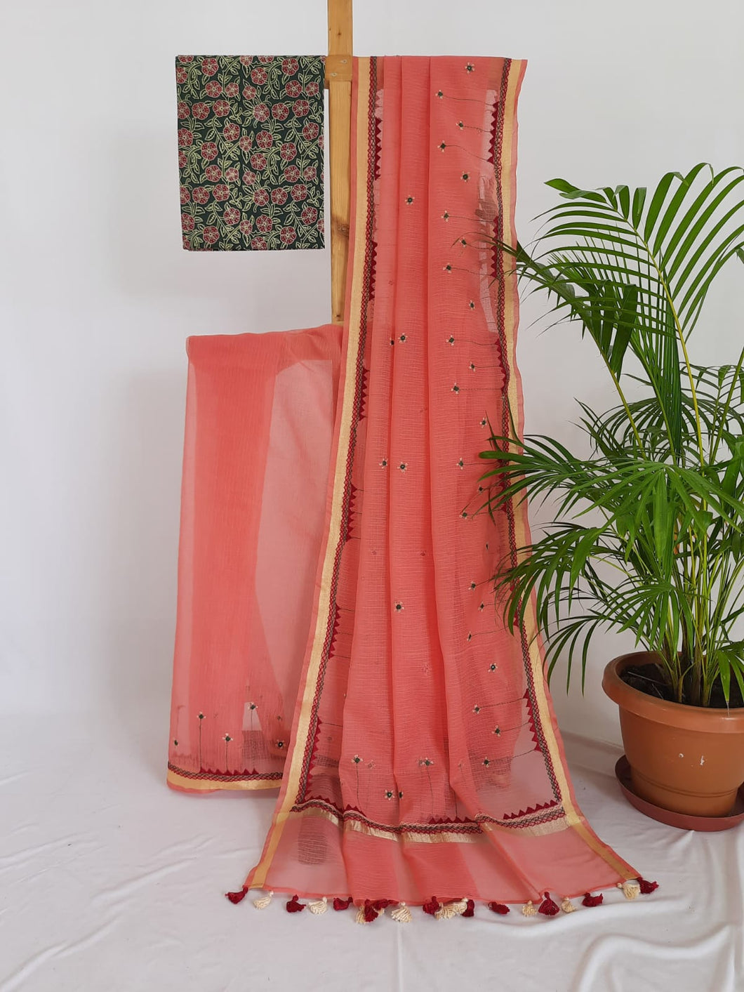 Kota Cotton Hand Embroidered Sari