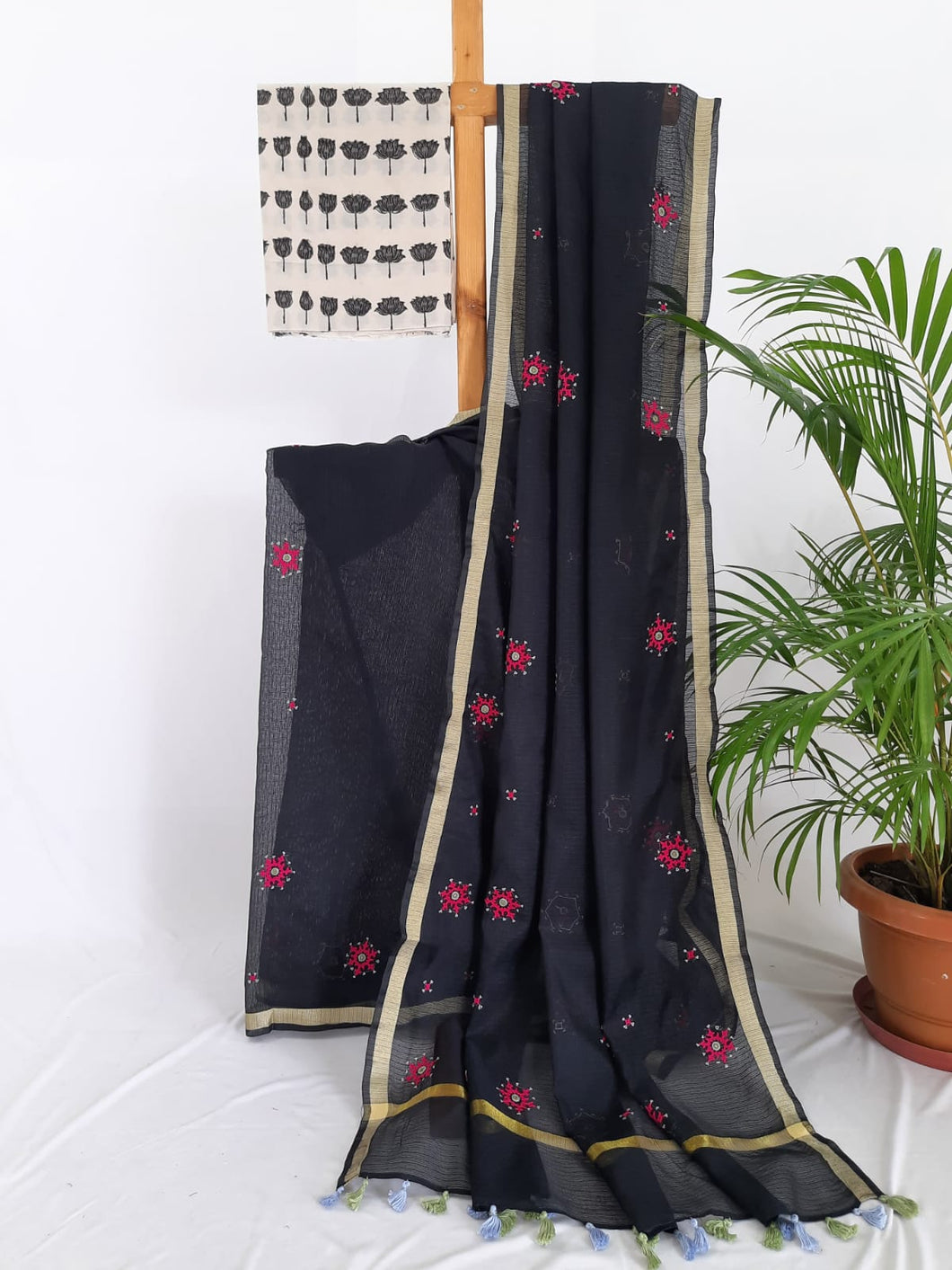 Kota Cotton Hand Embroidered Sari