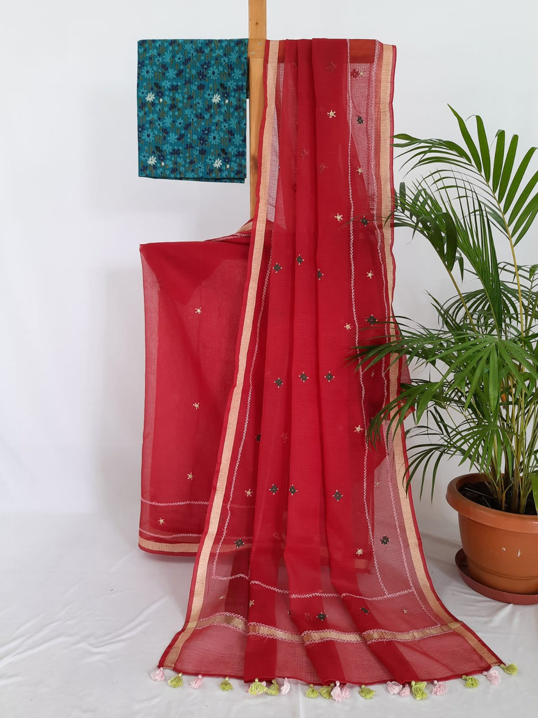 Kota Cotton Hand Embroidered Sari