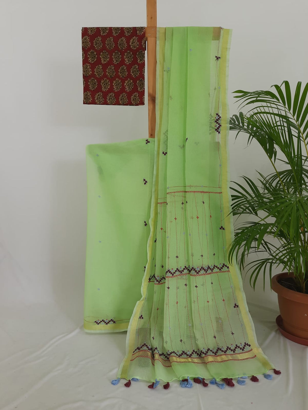 Kota Cotton Hand Embroidered Sari